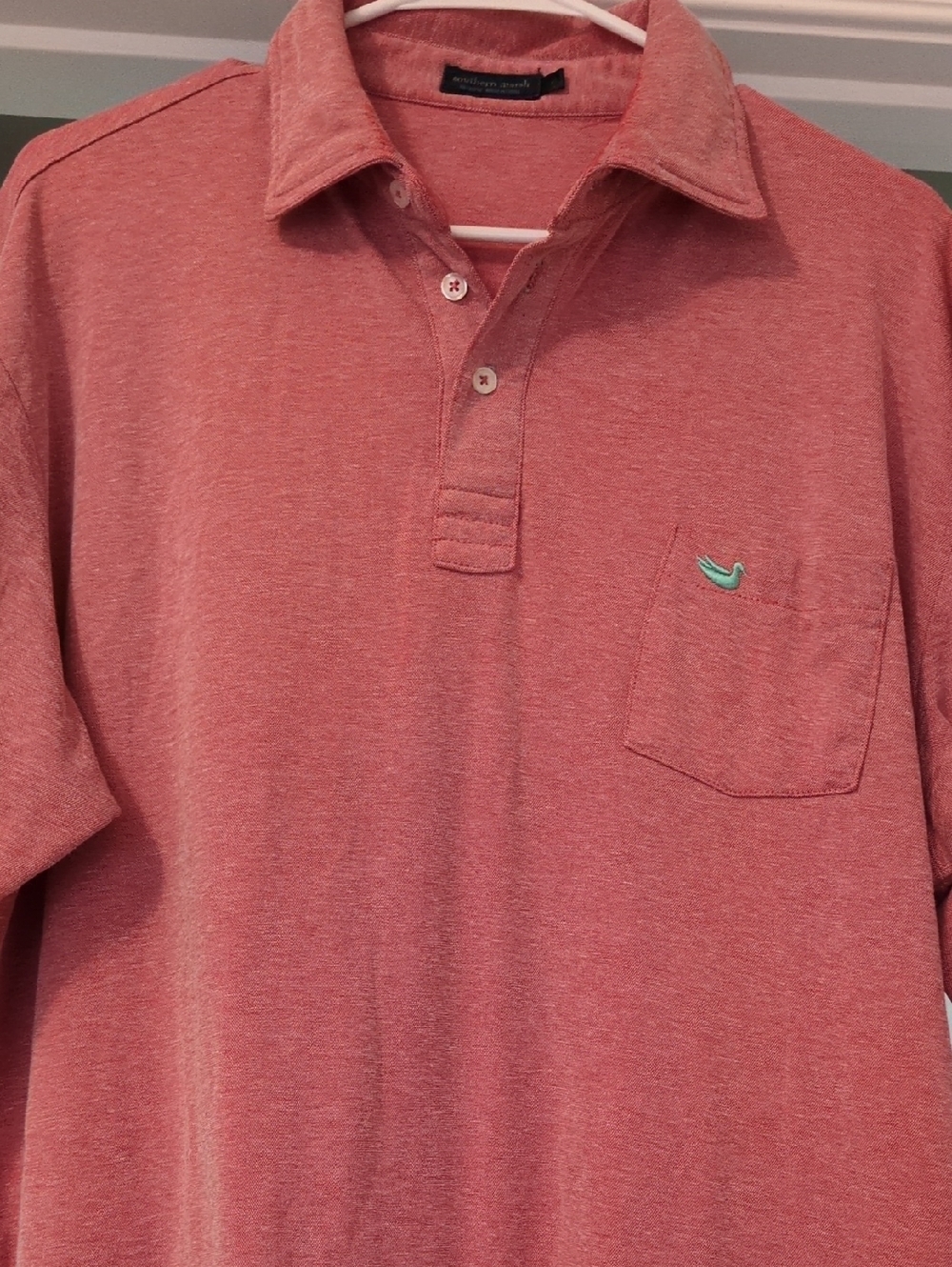Southern Marsh Heathered Coral Polo with Chest Pocket